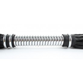Черная длинная плеть с серебристой ручкой - 56 см.